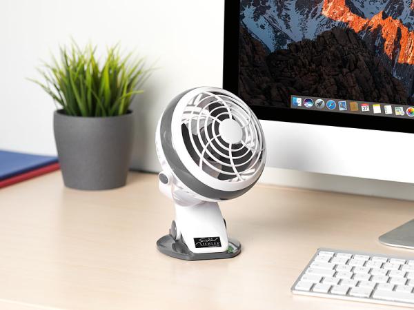 set of 2 Mobile Fans with Clamp, USB & Battery Operation, 3 Watt