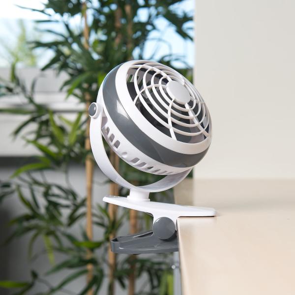 set of 2 Mobile Fans with Clamp, USB & Battery Operation, 3 Watt