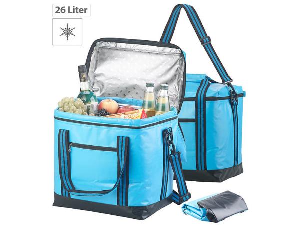 Foldable cooler bag with handles, waterproof truck tarpaulin, 26l, set of 2