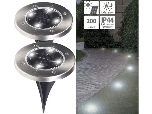 Set di 2 faretti solari da giardino con picchetto di terra, 200 lm, IP44