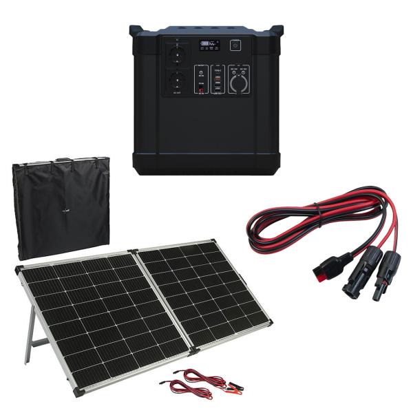 Powerstation & solar converter with 260 watt solar panel, 455 Ah, 1456 Wh