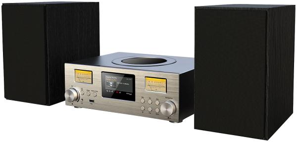 Micro-Stereoanlage: Webradio, DAB+, CD, Bluetooth, App, 300 Watt, silber
