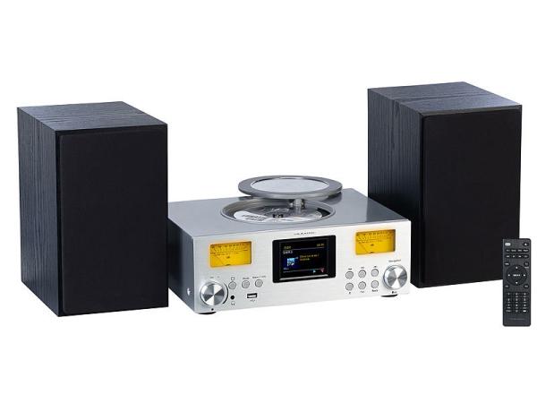 Micro-Stereoanlage: Webradio, DAB+, CD, Bluetooth, App, 300 Watt, silber