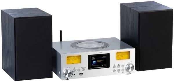 Micro-Stereoanlage: Webradio, DAB+, CD, Bluetooth, App, 300 Watt, silber