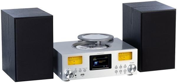 Micro-Stereoanlage: Webradio, DAB+, CD, Bluetooth, App, 300 Watt, silber