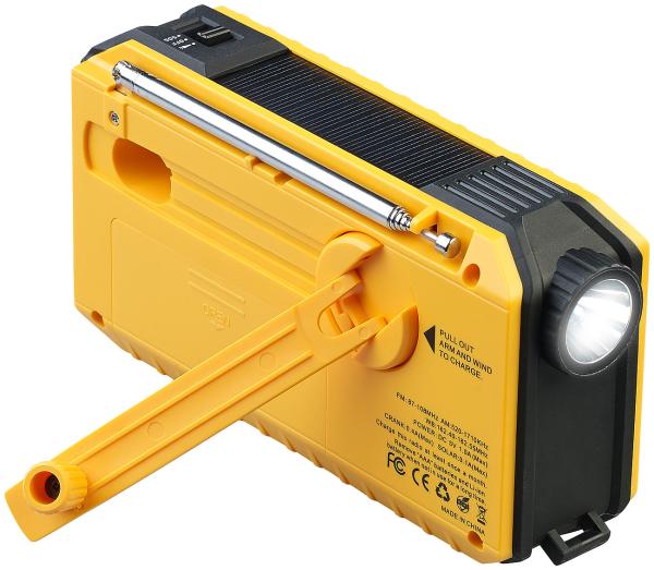 Solar- und Dynamo-Koffer-Radio, LED-Licht, SOS, Powerbank, LCD-Display