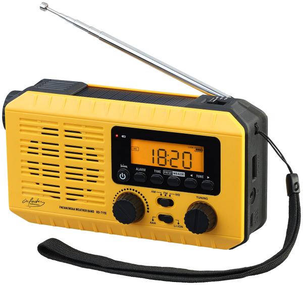 Solar- und Dynamo-Koffer-Radio, LED-Licht, SOS, Powerbank, LCD-Display