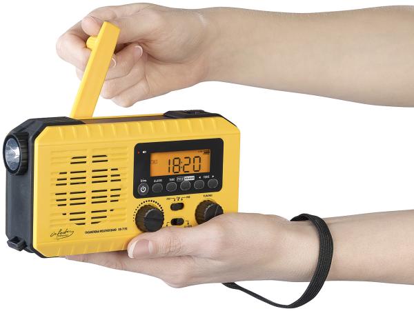 Solar- und Dynamo-Koffer-Radio, LED-Licht, SOS, Powerbank, LCD-Display