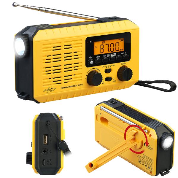 Solar- und Dynamo-Koffer-Radio, LED-Licht, SOS, Powerbank, LCD-Display