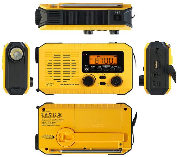 Solar- und Dynamo-Koffer-Radio, LED-Licht, SOS, Powerbank, LCD-Display