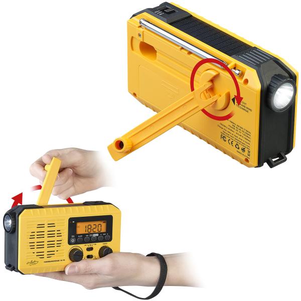 Solar- und Dynamo-Koffer-Radio, LED-Licht, SOS, Powerbank, LCD-Display