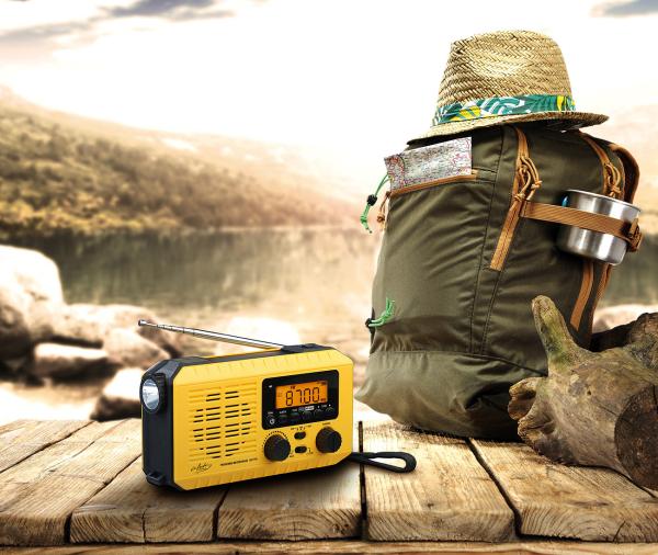 Solar- und Dynamo-Koffer-Radio, LED-Licht, SOS, Powerbank, LCD-Display