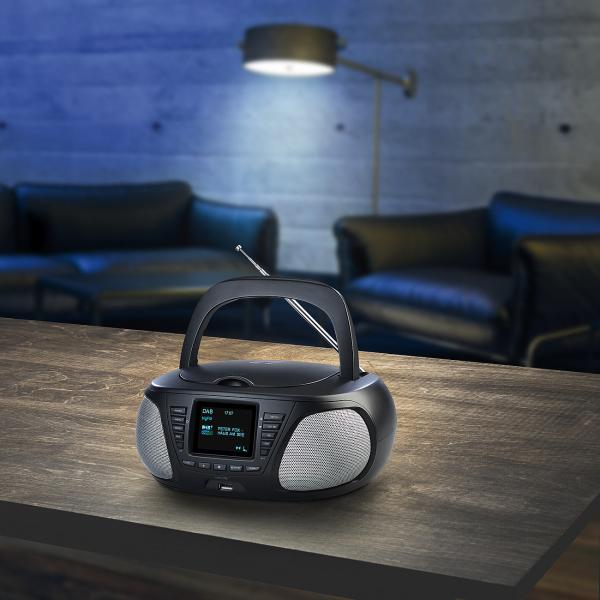 Boombox stéréo mobile avec DAB+/Fm, Bluetooth, CD, AUX, 10 watts