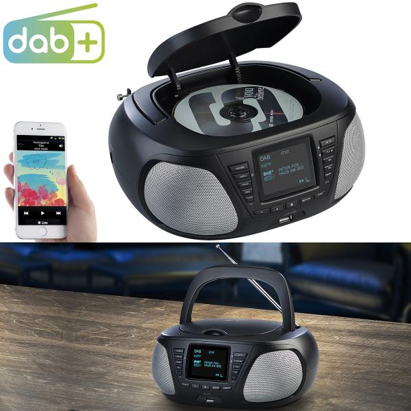 Boombox stéréo mobile avec DAB+/Fm, Bluetooth, CD, AUX, 10 watts