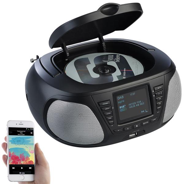 Boombox stéréo mobile avec DAB+/Fm, Bluetooth, CD, AUX, 10 watts