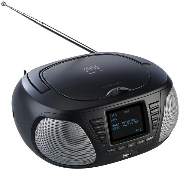 Boombox stéréo mobile avec DAB+/Fm, Bluetooth, CD, AUX, 10 watts