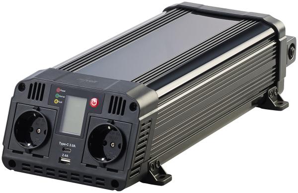 Car Inverter 12 to 230 Volt, USB Type A & C, 1.500 W, Sine Wave