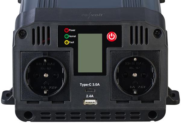 Car Inverter 12 to 230 Volt, USB Type A & C, 1.500 W, Sine Wave