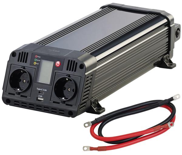 Car Inverter 12 to 230 Volt, USB Type A & C, 1.500 W, Sine Wave