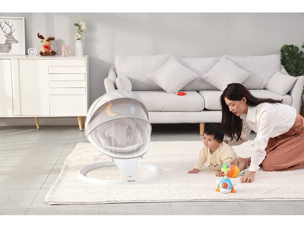 Smart aluminum baby bouncer with Bluetooth, touch buttons and app