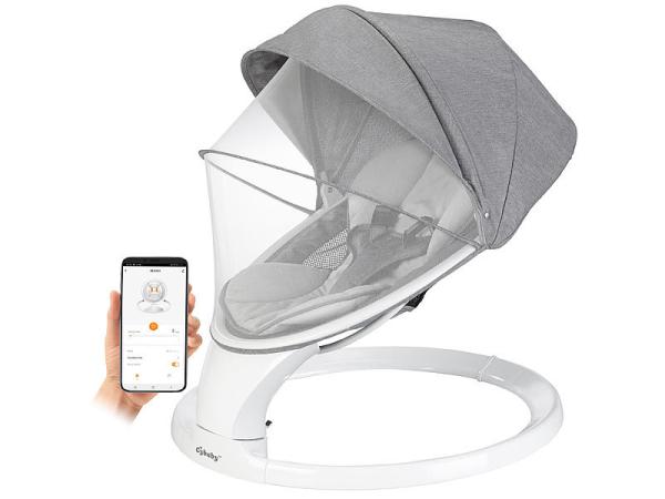 Smart aluminum baby bouncer with Bluetooth, touch buttons and app