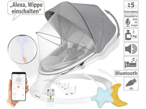 Smart aluminum baby bouncer with Bluetooth, touch buttons and app