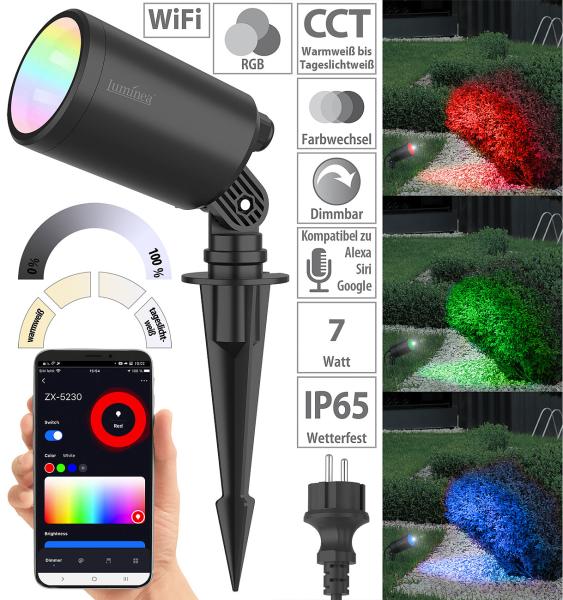 Faretto da giardino WLAN, RGB & CCT, W, 520 lm, IP65, app, custodia in metallo