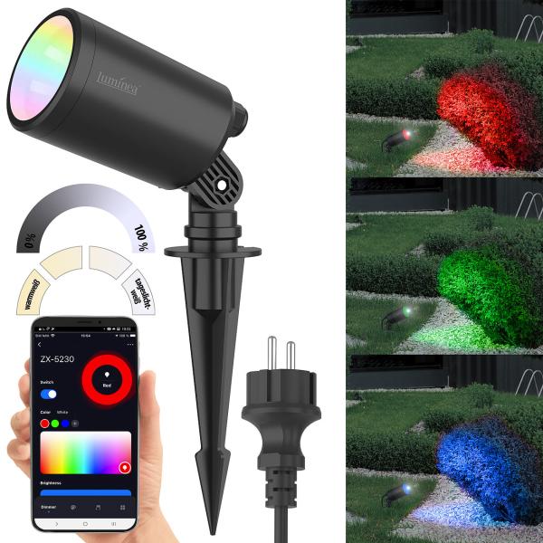 Faretto da giardino WLAN, RGB & CCT, W, 520 lm, IP65, app, custodia in metallo