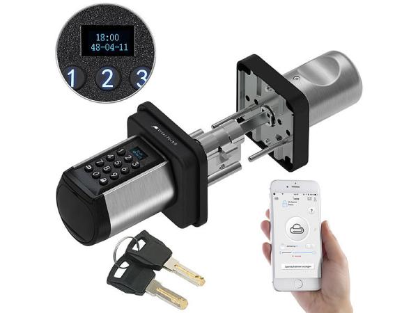 Elektronischer Tür-Schliesszylinder, Code, 2 Schlüssel, Bluetooth, IP44