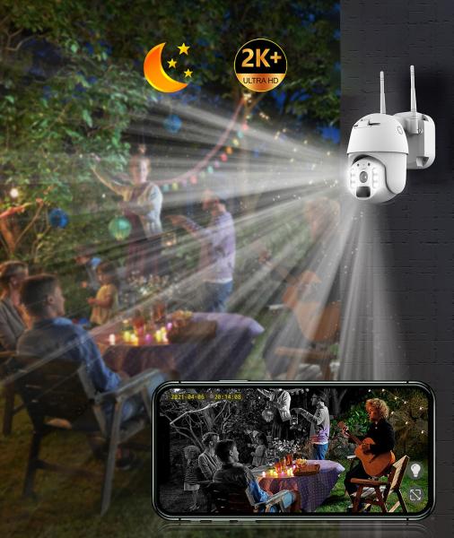 WLAN-Pan-Tilt-Sicherheitskamera mit 2K-Auflösung, Akkubetrieb und 25-W-Solarpanel