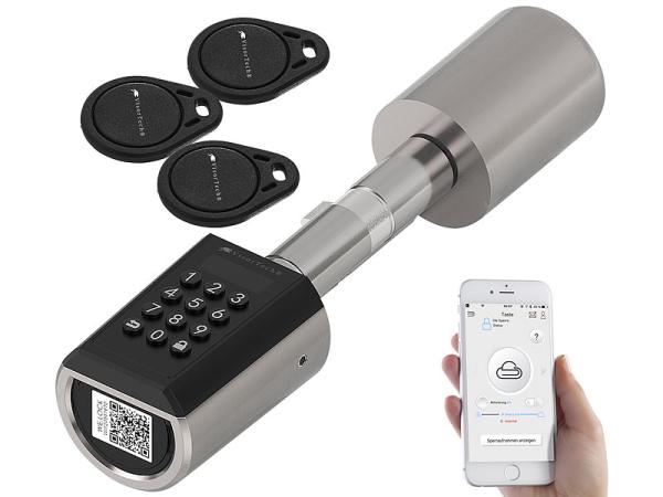 Electronic door lock cylinder, transponder, app, IP65, with gateway