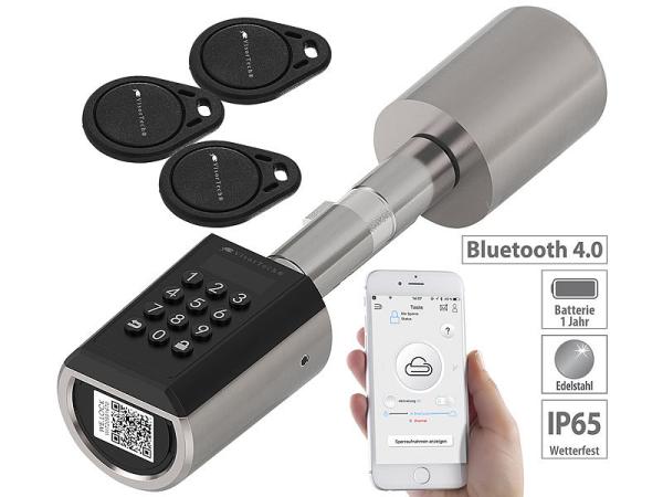 Electronic door lock cylinder, transponder, app, IP65, with gateway