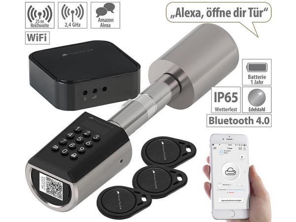 Electronic door lock cylinder, transponder, app, IP65, with gateway