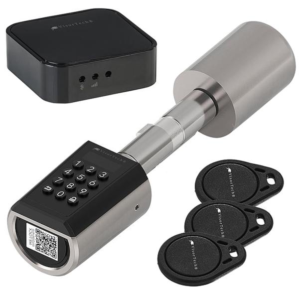 Electronic door lock cylinder, transponder, app, IP65, with gateway