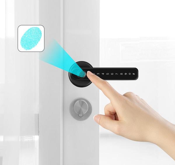 set of 5 Security Door Hardware with Fingerprint Scanner, PIN & App