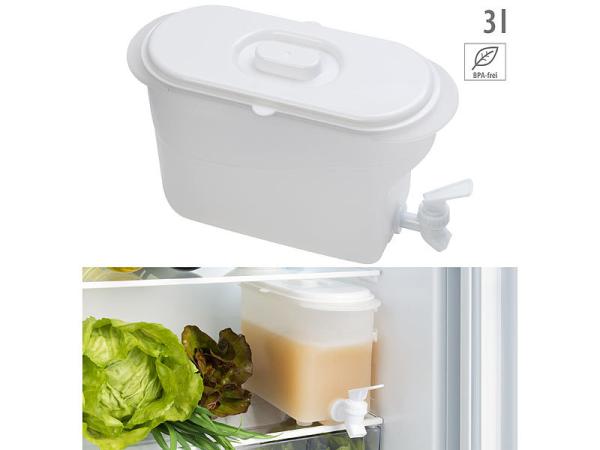 Récipient pour boissons pour réfrigérateur avec robinet, sans BPA, 3 litres