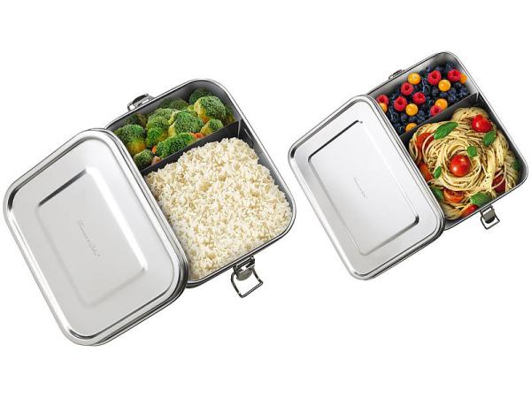 2er-Set Edelstahl-Lunchboxen, Dichtungsring, spülmaschinenfest, 800 ml