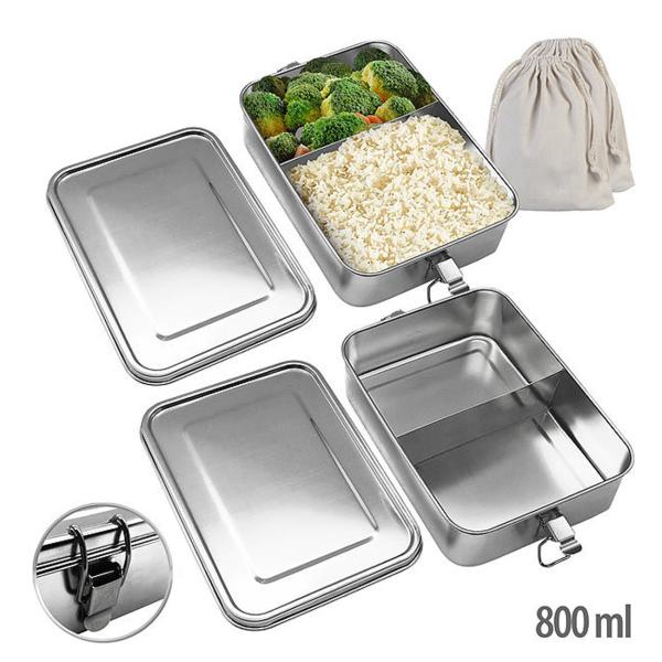 2er-Set Edelstahl-Lunchboxen, Dichtungsring, spülmaschinenfest, 800 ml
