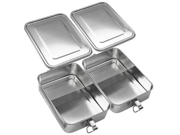 2er-Set Edelstahl-Lunchboxen, Dichtungsring, spülmaschinenfest, 800 ml