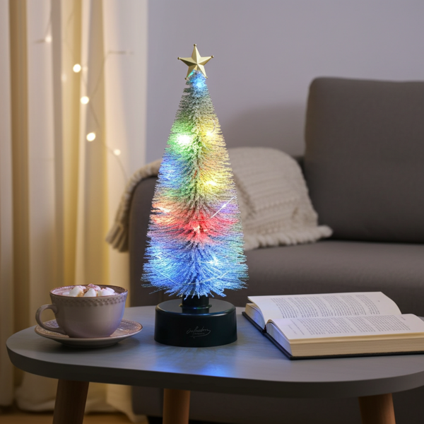 Albero di Natale a LED colorati con funzionamento USB, alto 25 cm