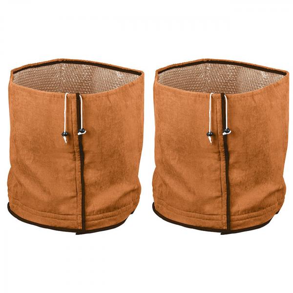 lot de 2 protections thermiques pour plantes en pot, 40 x 40 cm chacune, avec drainage, marron
