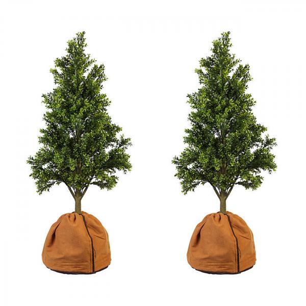 lot de 2 protections thermiques pour plantes en pot, 40 x 40 cm chacune, avec drainage, marron