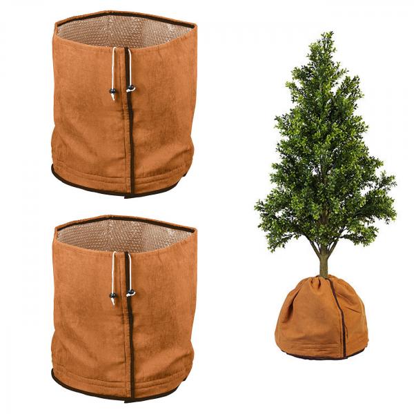 lot de 2 protections thermiques pour plantes en pot, 40 x 40 cm chacune, avec drainage, marron