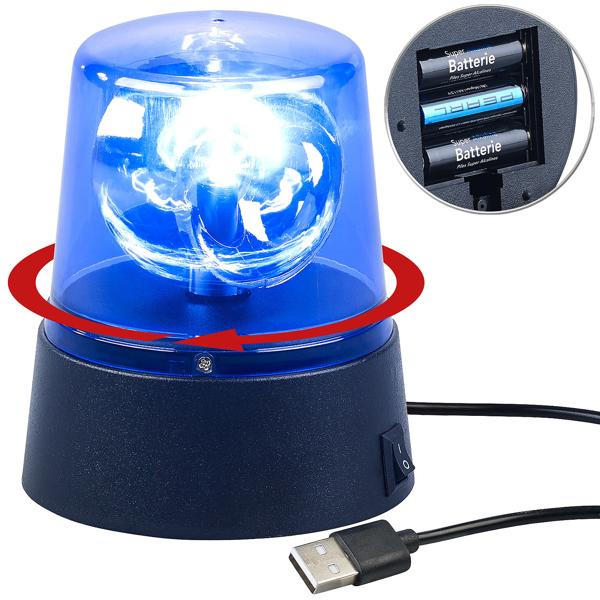 Lampe de fête LED 360° au design de lumière bleue, fonctionnement sur piles ou USB
