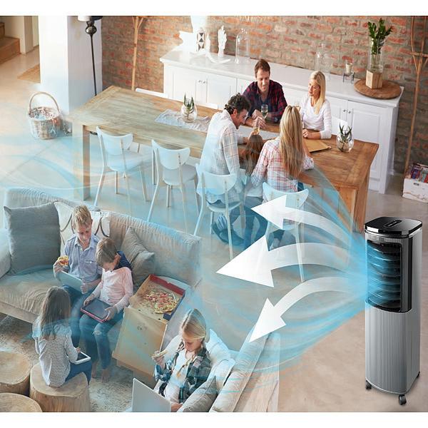 Refroidisseur d‘air compact avec refroidissement Peltier, ionisateur et réservoir d‘eau de 7 litres, 160 W