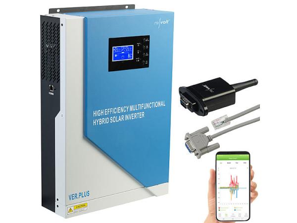 Solar Hybrid Inverter, 5.500 W, 100 A, régulateur de charge MPPT, module WLAN, onde sinusoïdale pure, contrôlable par App