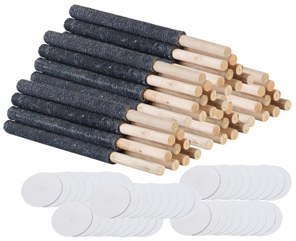50er-Set Wachsfackeln inklusive Handschutz, je bis zu 45 Minuten Brennzeit