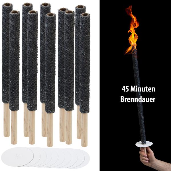 50er-Set Wachsfackeln inklusive Handschutz, je bis zu 45 Minuten Brennzeit
