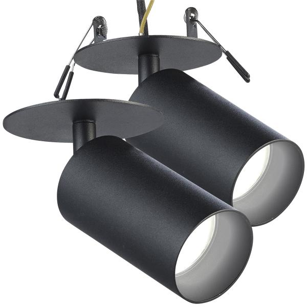 set of 2 swivel wall and ceiling spotlights with GU10 socket, black
