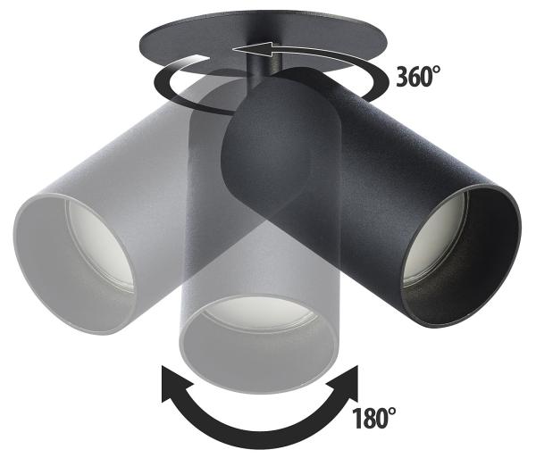 set of 2 swivel wall and ceiling spotlights with GU10 socket, black